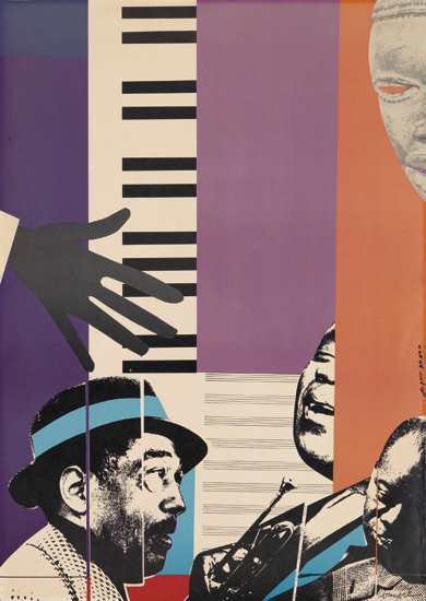 Appraisal: ROMARE BEARDEN - Homage to Louie and Duke Offset color