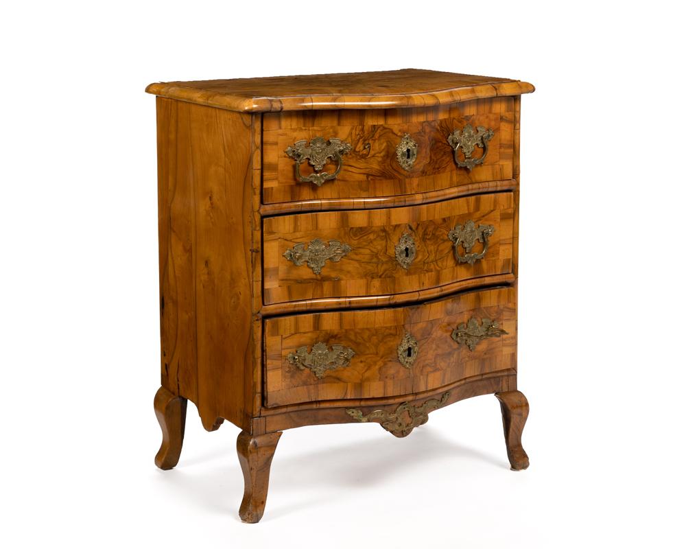 Appraisal: A South German Rococo walnut diminutive commode Mid- th Century