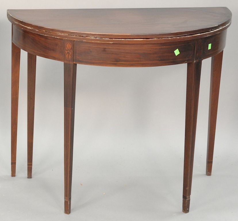 Appraisal: George III mahogany demilune game table circa ht in wd