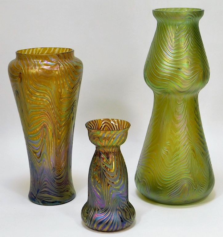 Appraisal: Rindskopf Bohemian Czech Art Glass Vases Bohemia th Century Lot