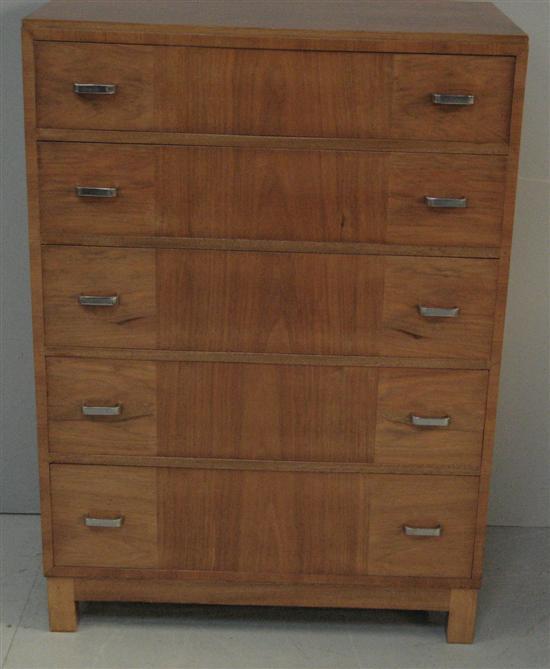 Appraisal: Heal's Art Deco walnut chest of five long graduated drawers