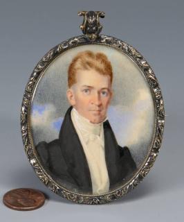 Appraisal: Georgia Miniature Portrait B Bibb Signed miniature watercolor portrait of