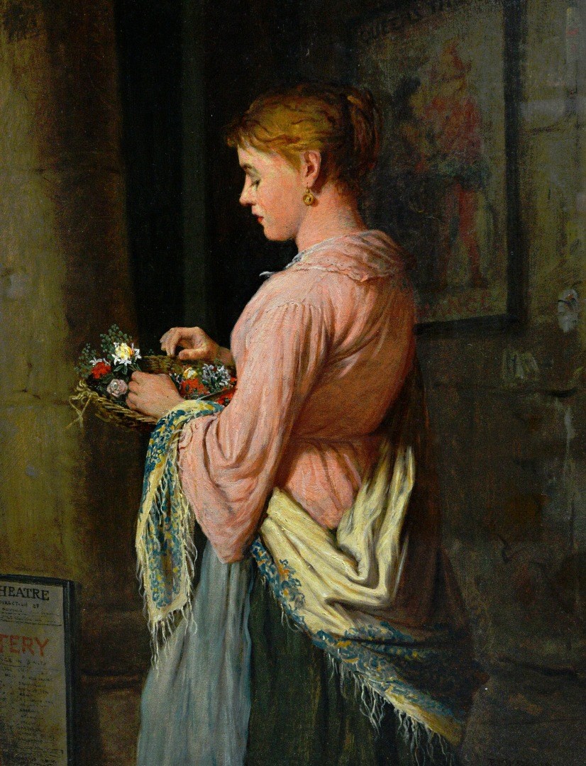 Appraisal: Robert W Wright - The flower seller oil on canvas