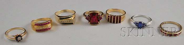 Appraisal: Group of Gold Diamond and Gemstone Rings