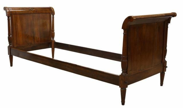 Appraisal: French Charles X mahogany bed first half th c sleigh-form