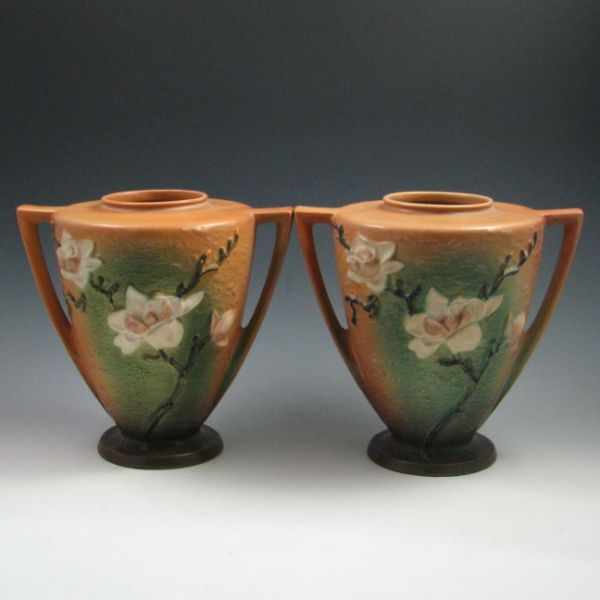 Appraisal: Two Roseville Magnolia Vases brown both marked Roseville USA -