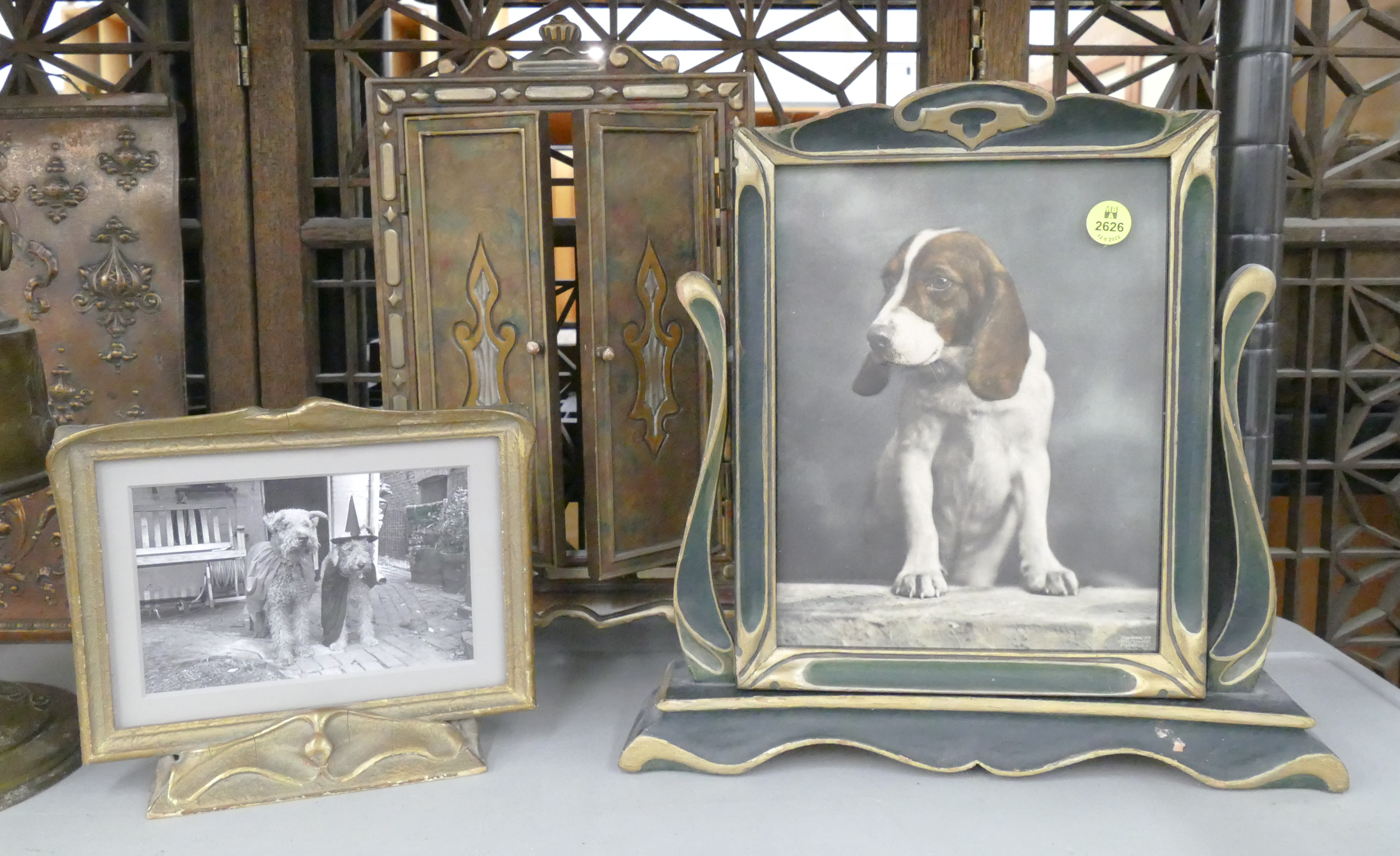 Appraisal: pc Vintage Standing Frames- with dog prints- '' to ''