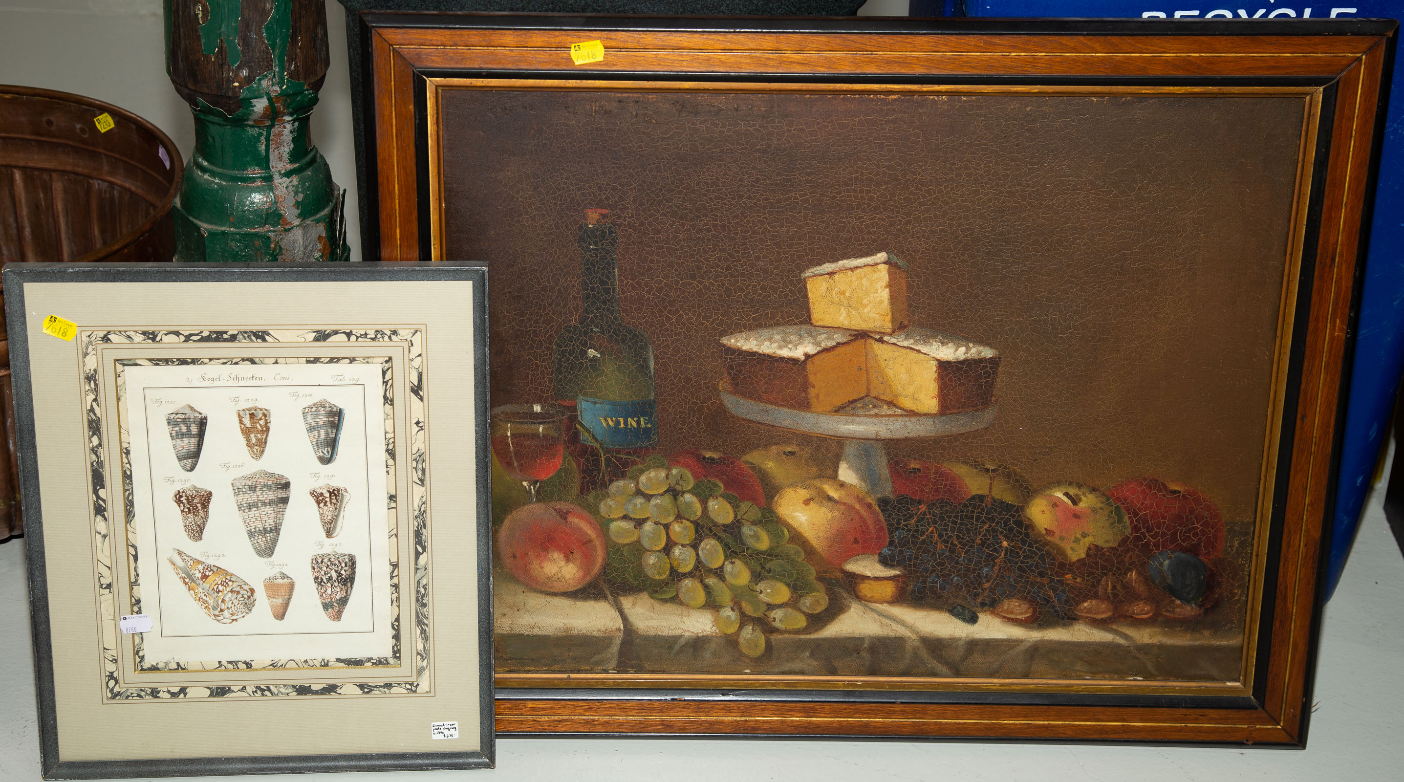 Appraisal: TWO ARTWORKS Including a framed folk art still life oil