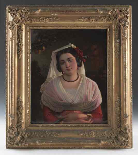 Appraisal: KPM Berlin painted porcelain plaque depictinga lady wearing a white