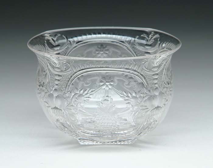 Appraisal: SIGNED FRITSCHE WEBB BOWL Rock crystal glass with engraved decorations