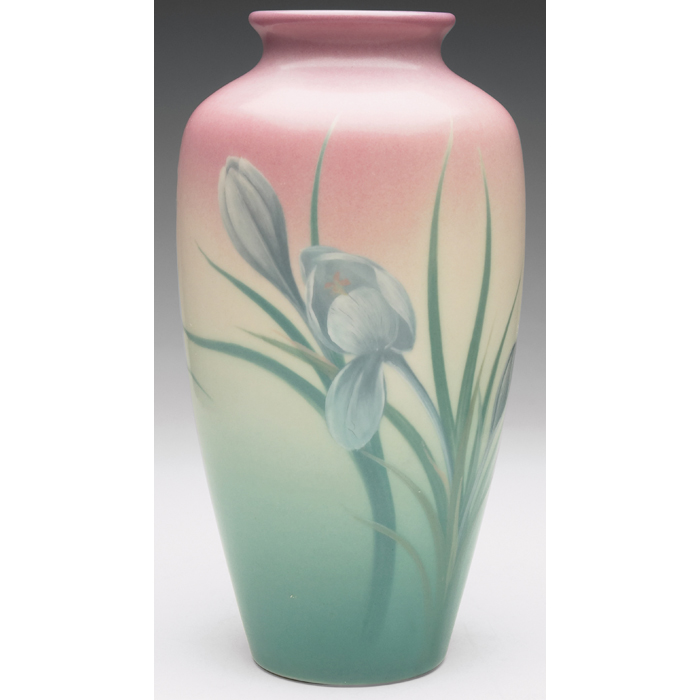 Appraisal: Rookwood vase shouldered shape in a Vellum glaze finelydetailed crocus