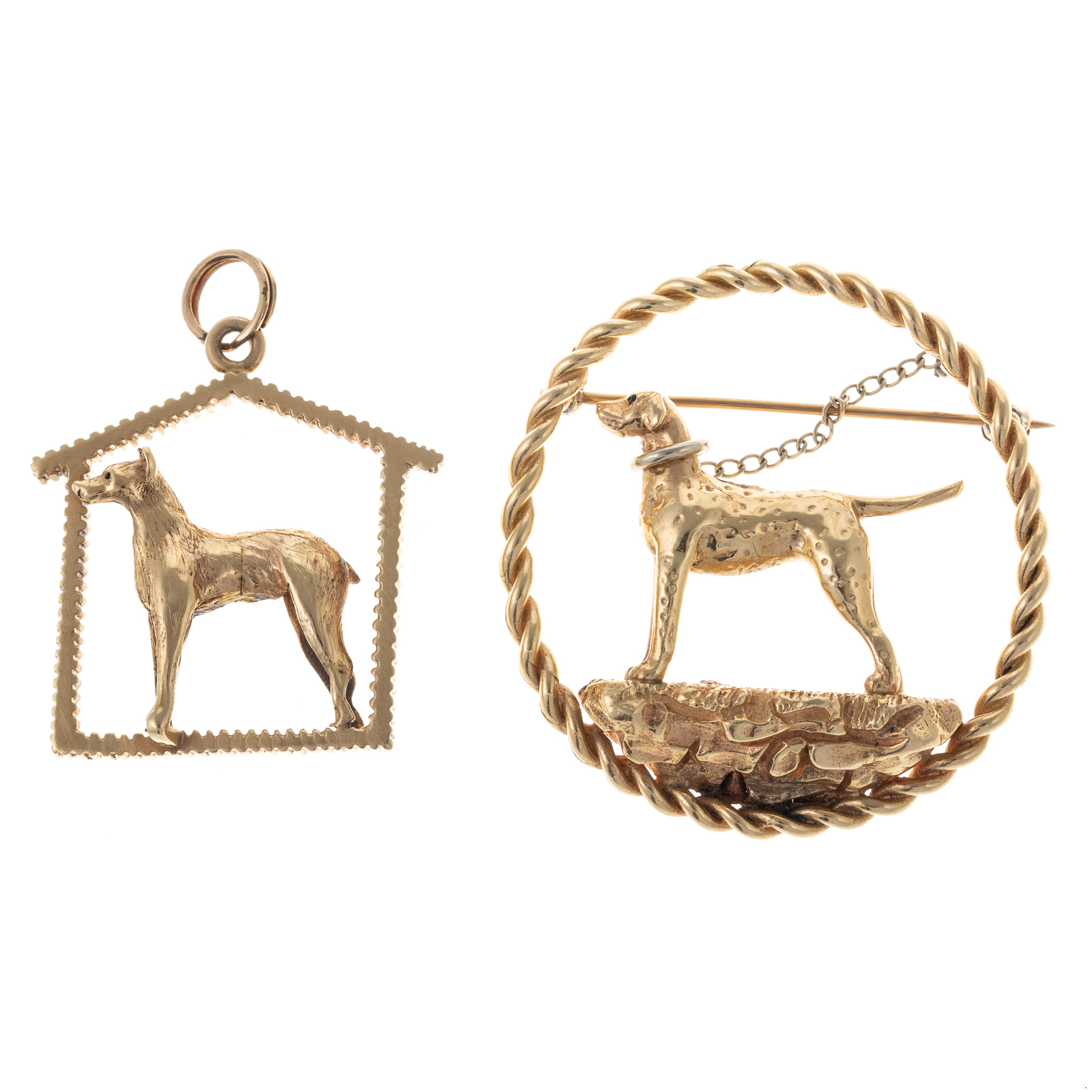 Appraisal: A DOG PENDANT DOG BROOCH IN K K yellow gold