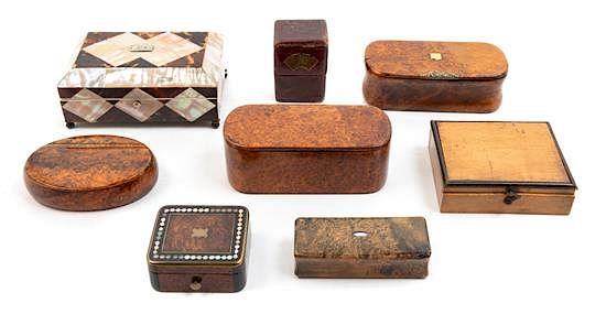 Appraisal: A Collection of English Boxes Width of first inches A