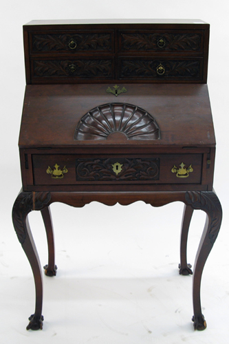 Appraisal: CHIPPENDALE STYLE MAHOGANY WRITING DESK American c The petite desk