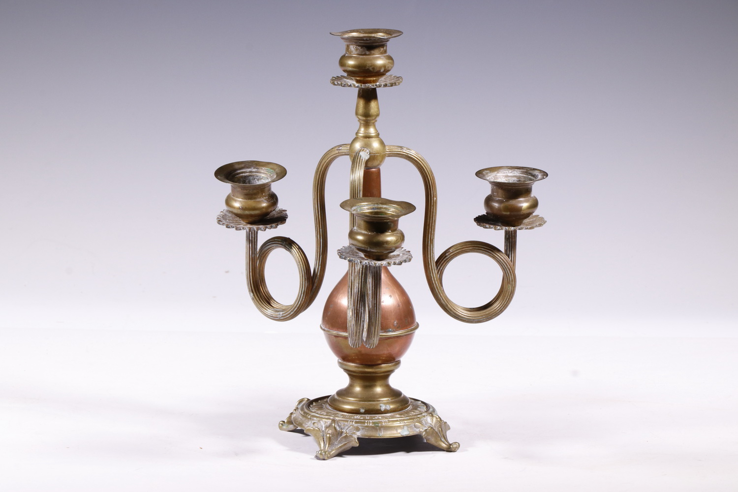 Appraisal: COPPER AND BRASS CANDELABRUM Late Victorian Four Socket Candelabrum with