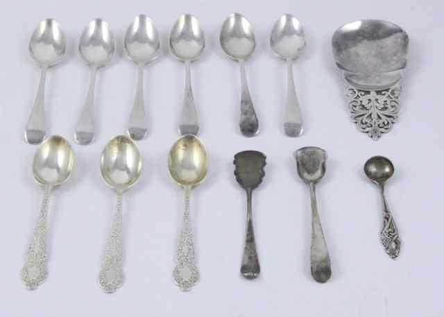 Appraisal: A silver caddy spoon Mappin Webb Sheffield with pierced scroll