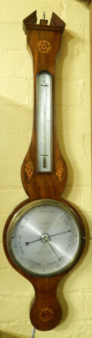 Appraisal: C Zappa Sheffield A mid thC mahogany wheel barometer the