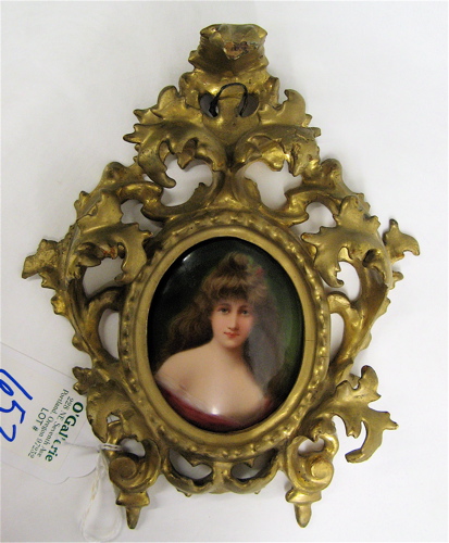 Appraisal: GERMAN MINIATURE OVAL OIL PAINTING depicting a young beautiful woman