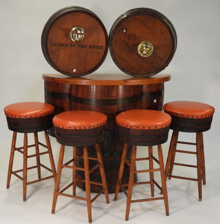 Appraisal: PC SCHUBERT INDUSTRIES BARREL BAR SET Ohio th CenturyIncludes half