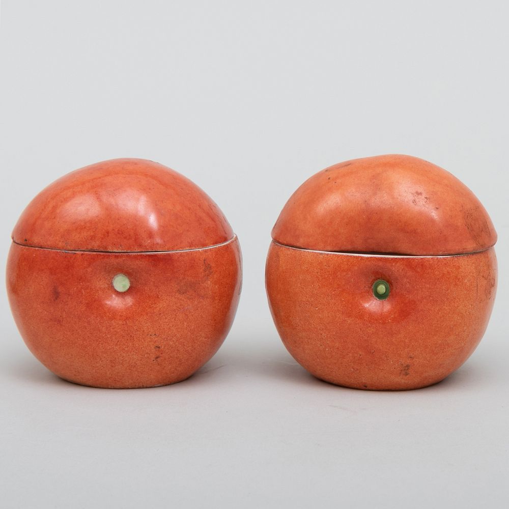 Appraisal: Pair of Continental Porcelain Fruit Form Boxes and Covers Probably