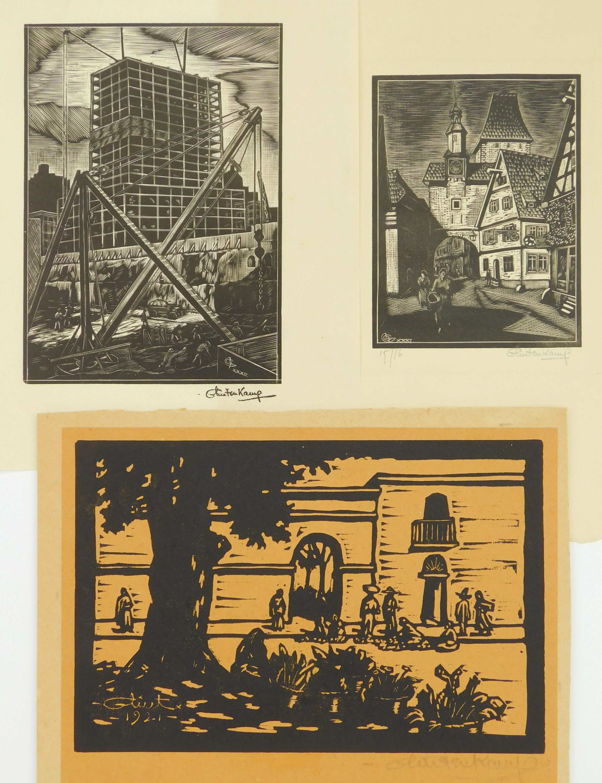 Appraisal: Hendrik Glintenkamp - ''Manhattan Construction- Radio City''- wood engraving estate