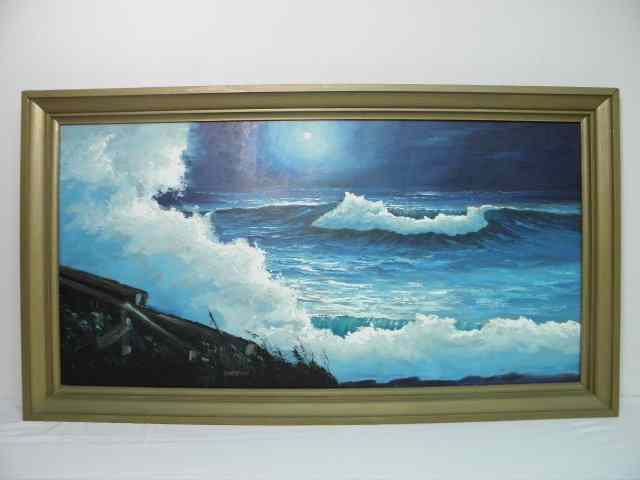 Appraisal: Oil on board seascape painting by Harold Newton one of