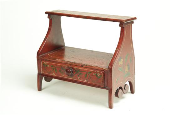 Appraisal: DECORATED SEWING CADDY Pennsylvania or Ohio mid th century walnut