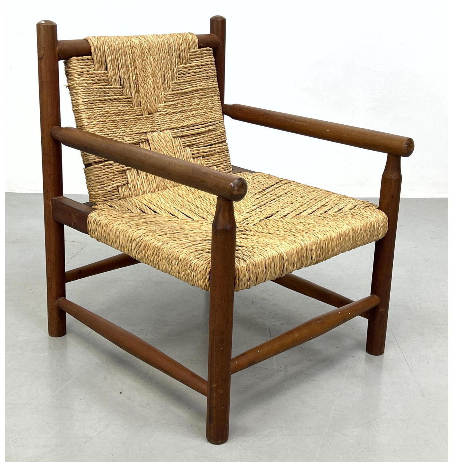 Appraisal: Charlotte Perriand style Wrapped Cord Lounge Chair Dimensions H inches