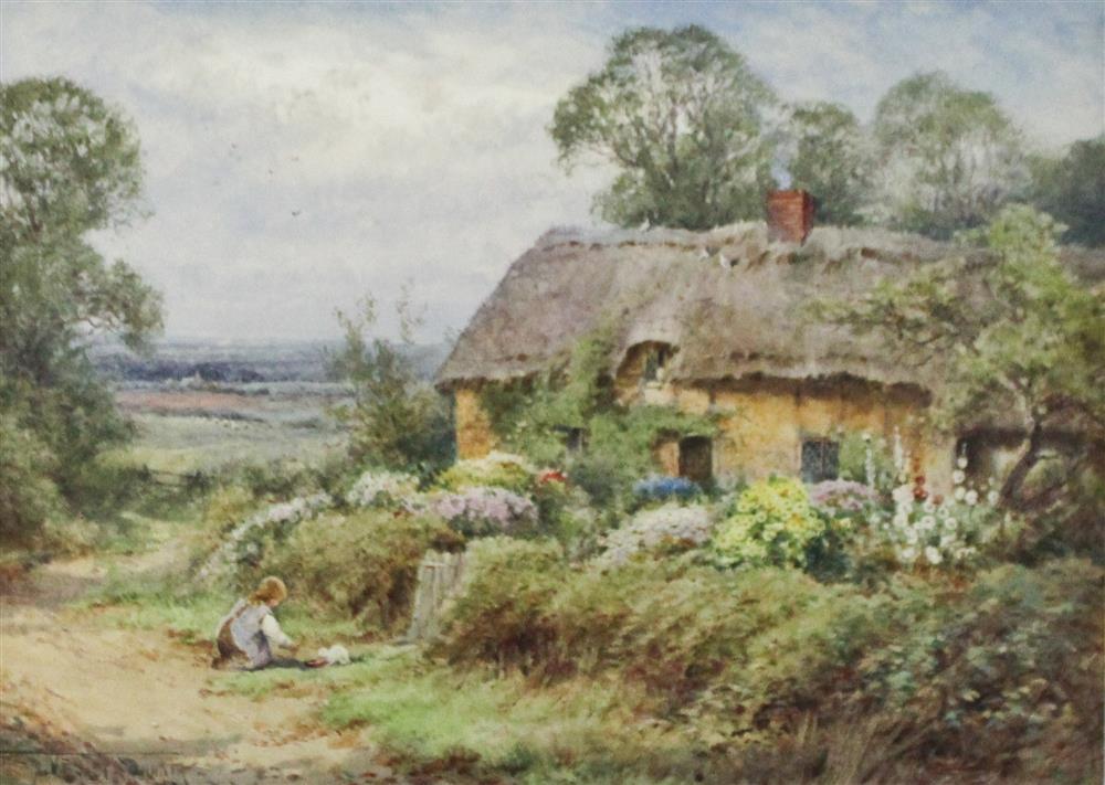 Appraisal: HENRY JOHN SYLVESTER STANNARD BRITISH - THATCHED COTTAGE WITH CHILD