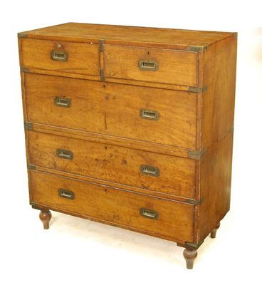 Appraisal: A th century mahogany and brass bound military chest in