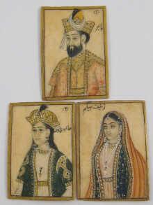 Appraisal: Three hand painted Islamic miniatures on ivory possibly Persian