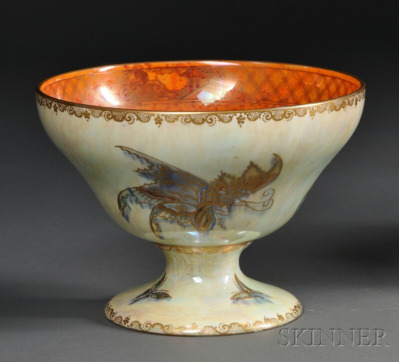 Appraisal: Wedgwood Butterfly Lustre Melba Centerbowl England c mother-of-pearl exterior with