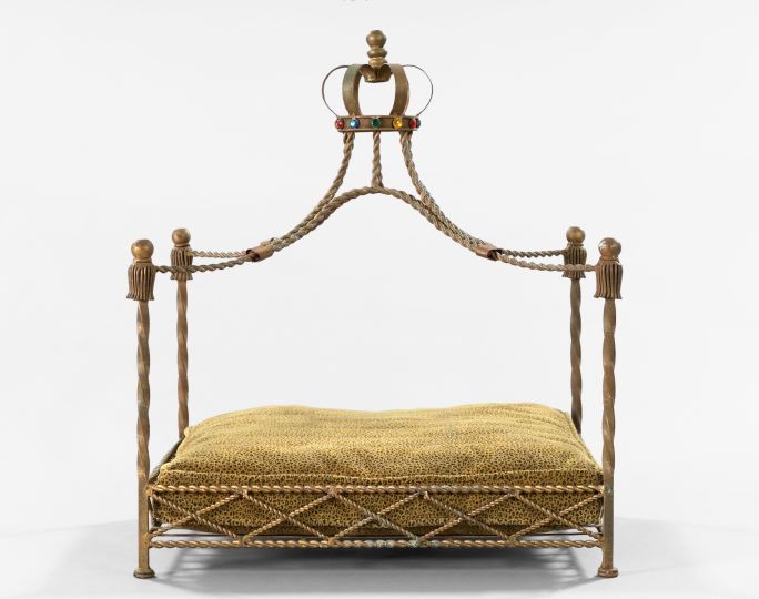 Appraisal: Elegant French Gilded Wrought-Iron and Brass Dog's Bed of lit