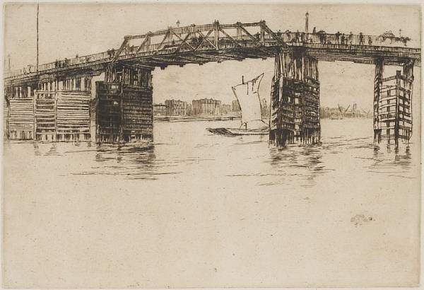 Appraisal: James Abbott McNeill Whistler American - Old Battersea Bridge K