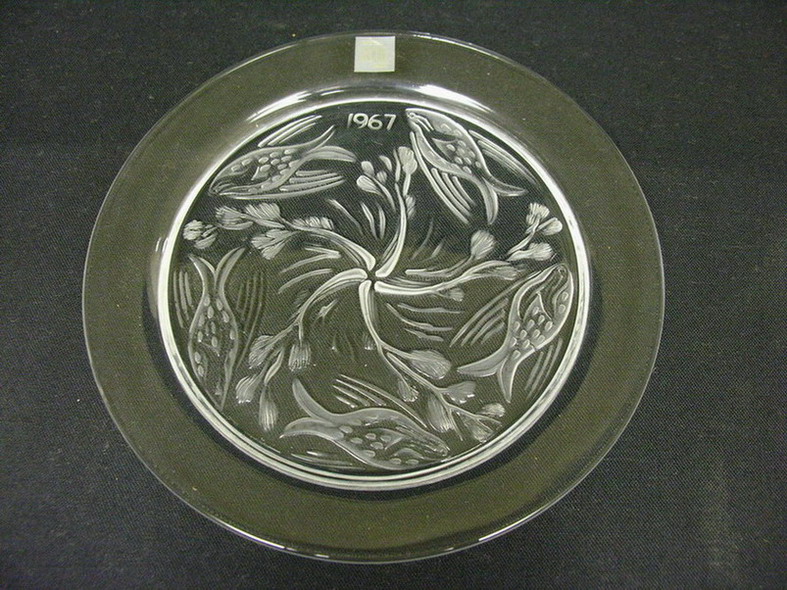 Appraisal: LALIQUE FISH BALLET PLATE Signed on base Original box