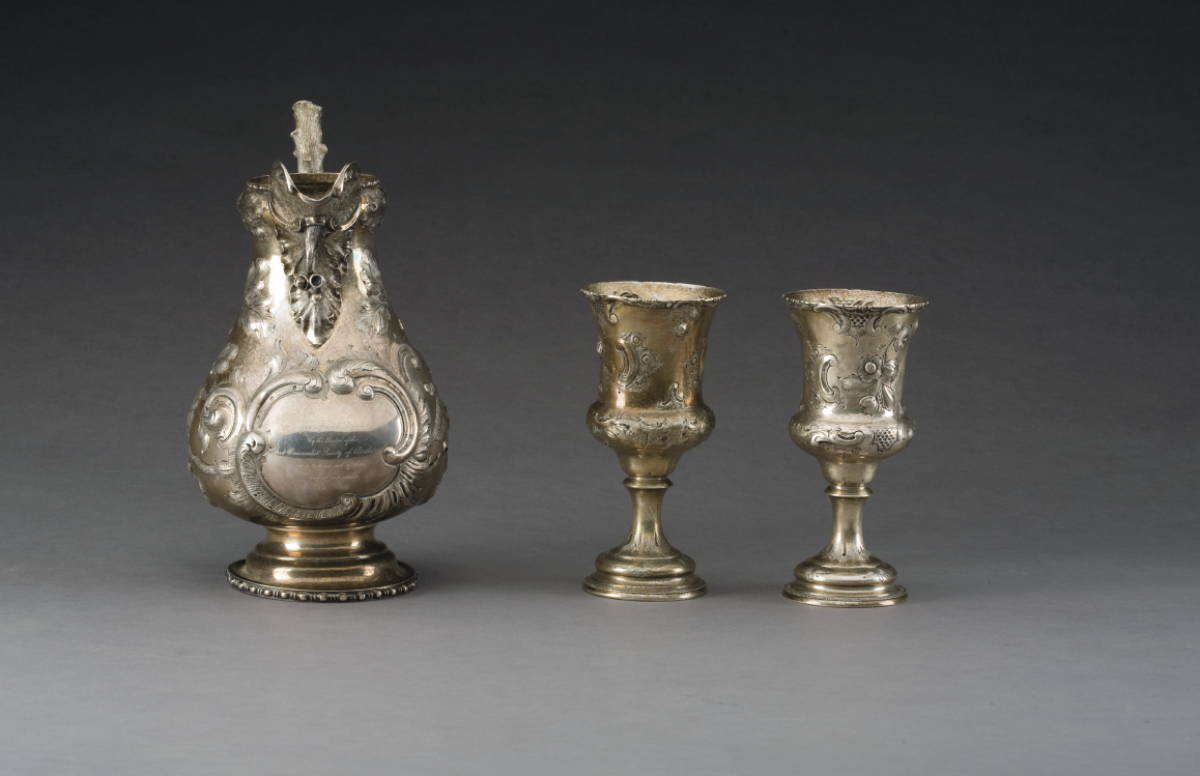 Appraisal: PAIR OF AMERICAN COIN SILVER GOBLETS CIRCA One inscribed To