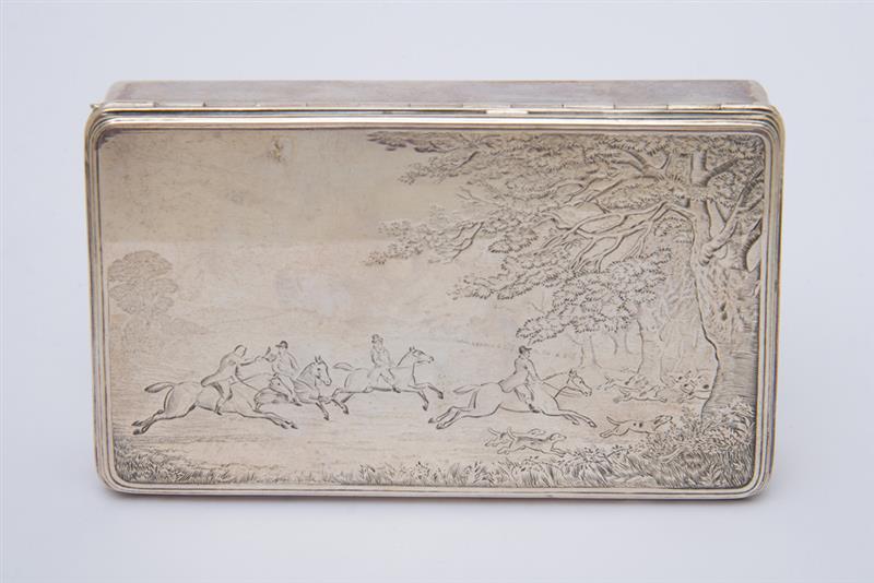 Appraisal: GEORGE III ENGRAVED SILVER SNUFF BOX Impressed 'I D '