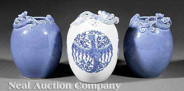 Appraisal: A Group of Three Chinese Porcelain Vases each ovoid form