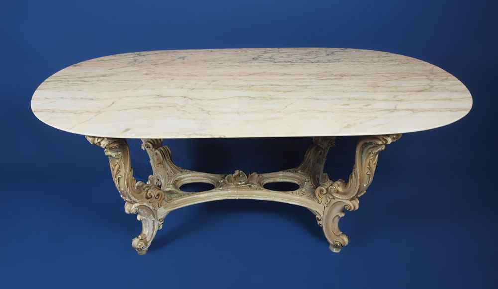 Appraisal: ITALIAN CARVED AND PAINTED TABLE BASE Overall carved wave design