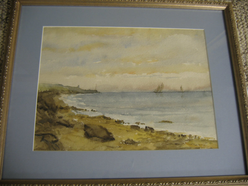 Appraisal: AMERICAN SCHOOL EARLY TH CENTURY Coastal landscape with sailboats watercolor