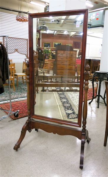 Appraisal: LATE VICTORIAN MAHOGANY CHEVAL MIRROR American c the rectangular freestanding