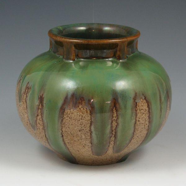 Appraisal: Fulper bulbous vase with green over speckled brown glazes and