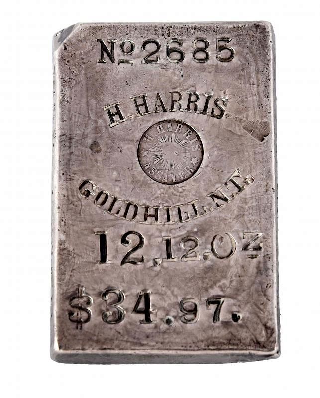 Appraisal: H Harris Silver Ingot oz Extremely rare Provenance the John