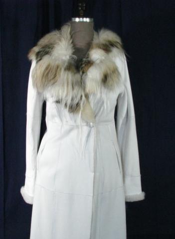 Appraisal: White Rabbit Coat Lot of soil on leather side shoulders