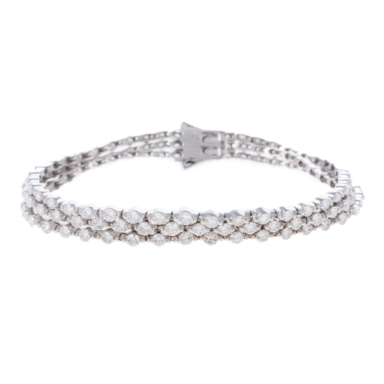 Appraisal: A THREE-ROW CT DIAMOND BRACELET IN K K white gold