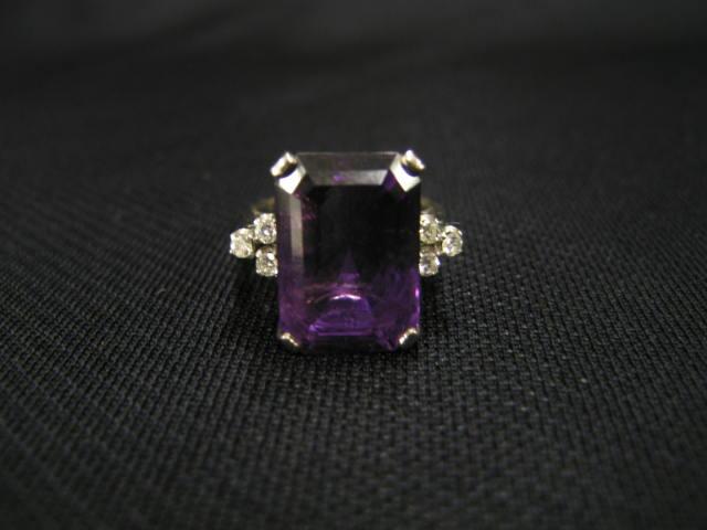 Appraisal: Amethyst Diamond Ring deep rich carat rectangular gem with diamonds