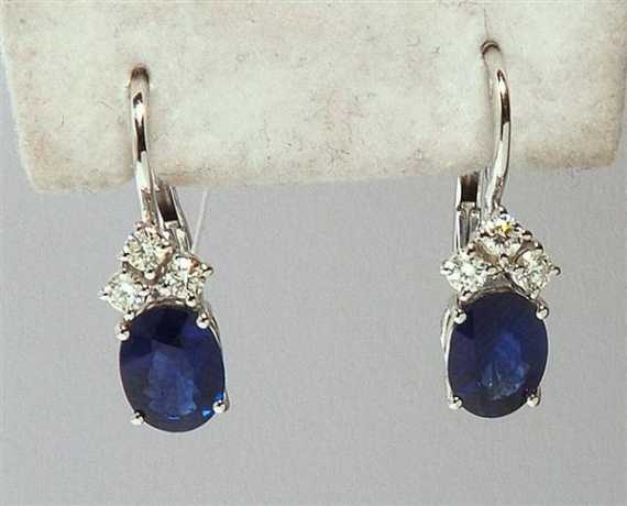 Appraisal: SAPPHIRE AND BRILLIANT-CUT DIAMOND PENDANT EARRINGS White gold Classic pendant