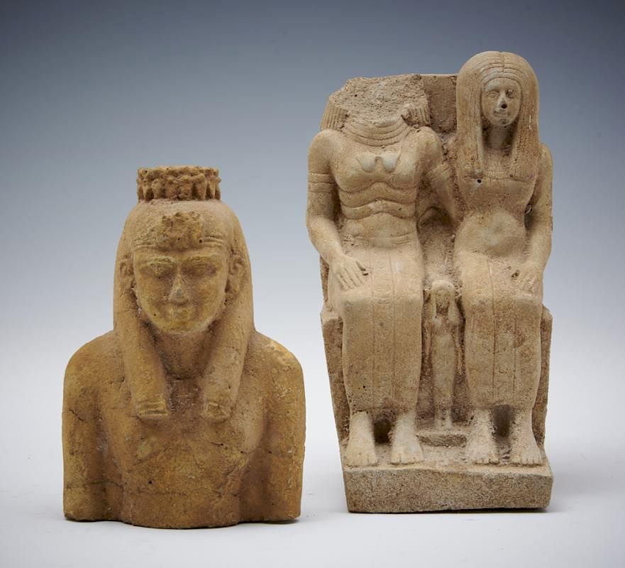 Appraisal: Grouping of two Egyptian carved stone figures of Gods Grouping