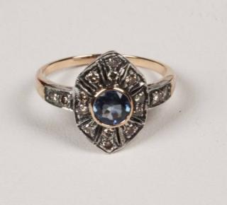 Appraisal: K YELLOW GOLD DIAMOND AND SAPPHIRE RING HAVING CTW AND