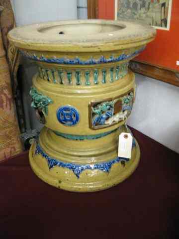 Appraisal: Chinese Pottery Stand from temple '' diameter '' tall